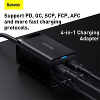 Baseus PD 65W GaN ładowarka 4 USB szybkie ładowanie 4.0 3.0 typ C ładowarka USB dla iPhone 13 12 Pro Max szybka ładowarka do laptopa Macbook 2
